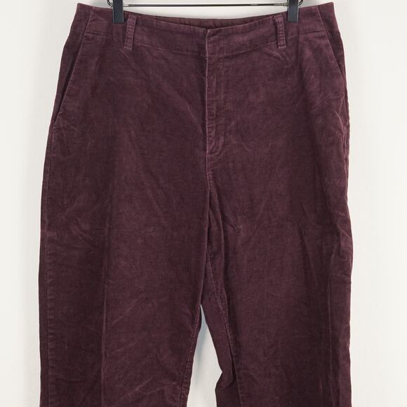 Uniqlo Wide Leg Dark Red Wine Corduroy Pants Womens Sz XL - Picture 2 of 9
